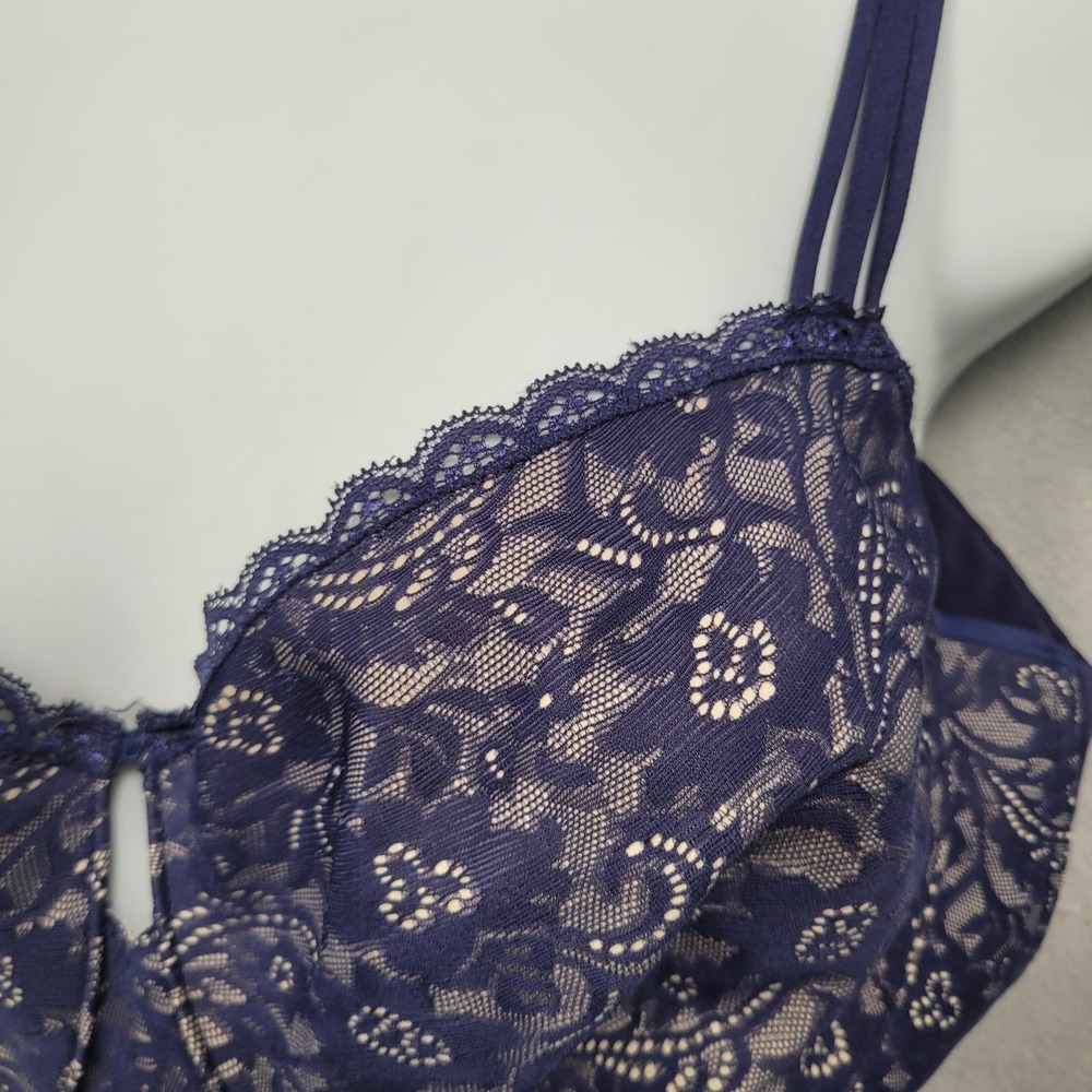 Soma Enticing Lift Balconet Bra 38DDD Navy Blue Lace Underwire 0918 - Picture 7 of 13